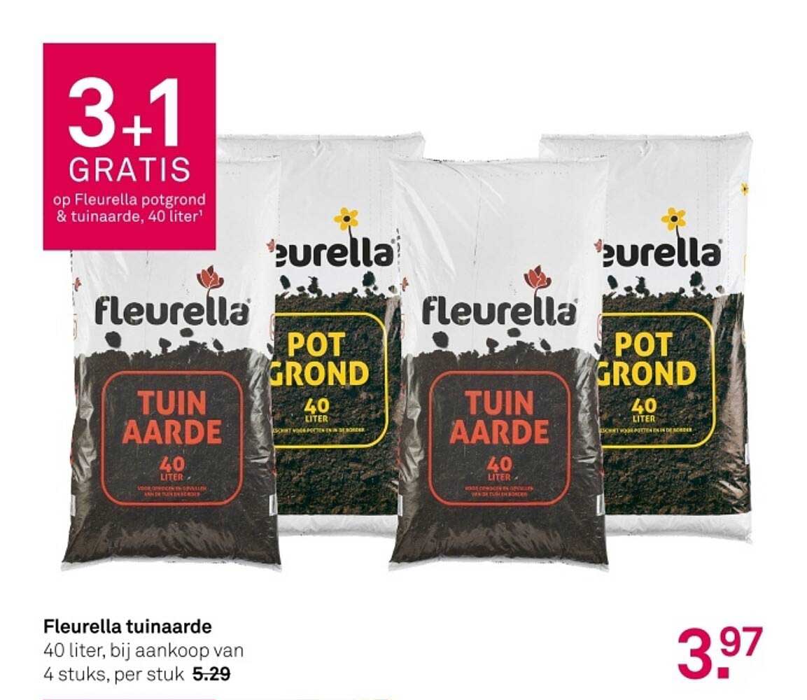 Fleurella tuinaarde 40 liter, bij aankoop van 4 stuks, per stuk 5.29