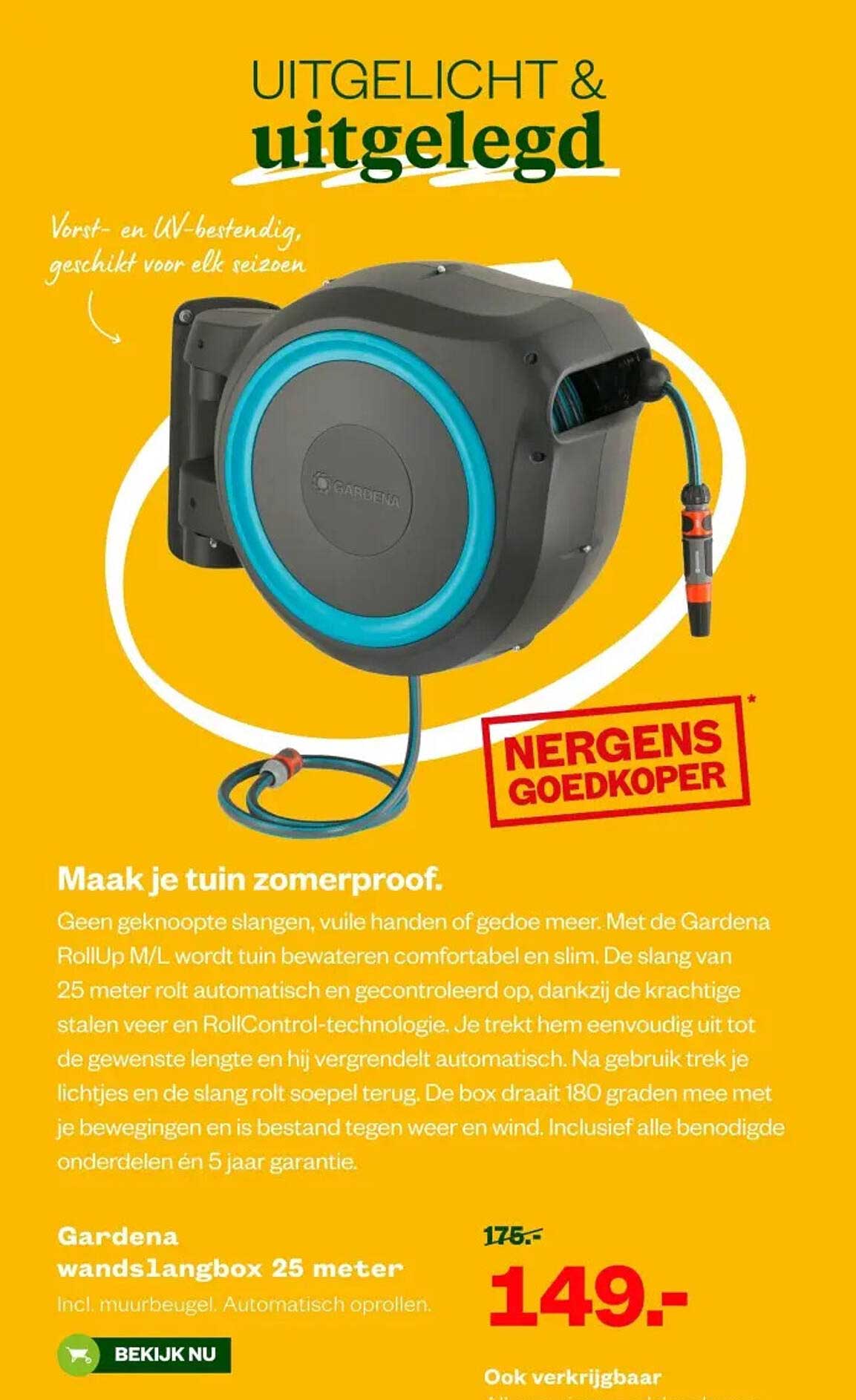 Gardena wandslangbox 25 meter