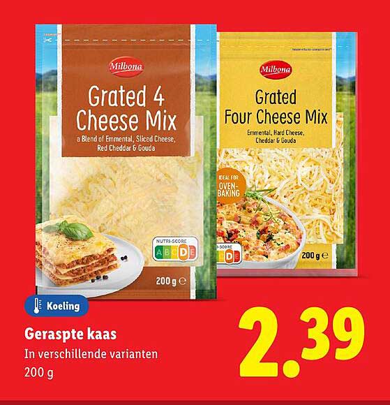Geraspte kaas in verschillende varianten 200 g