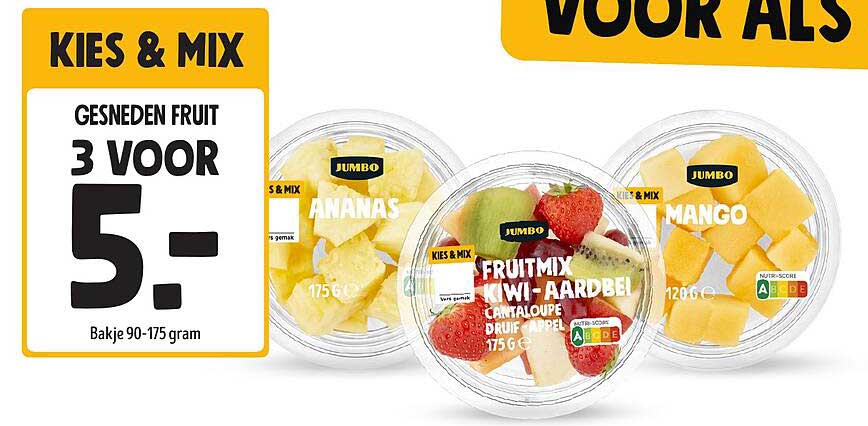 Gesneden fruit 3 voor 5,-