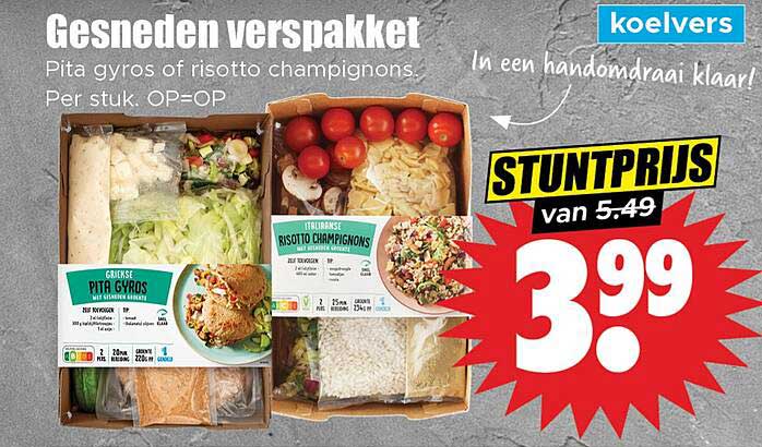 Gesneden verspakket: Pita gyros of risotto champignons