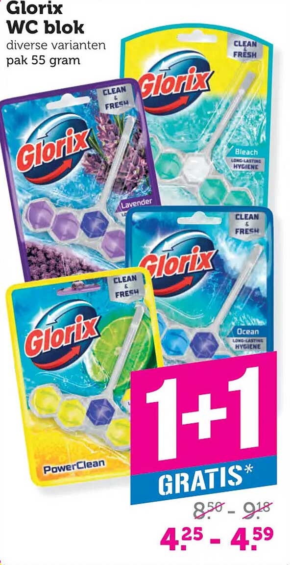 Glorix WC blok diverse varianten pak 55 gram