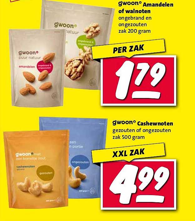 gwoon® Amandelen of walnoten ongebrand en ongezouten zak 200 gram