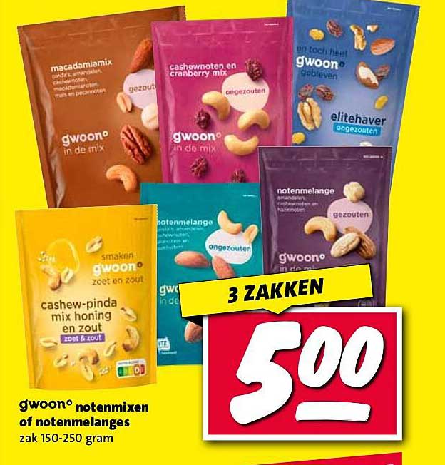 gwoon® notenmixen of notenmelanges zak 150-250 gram