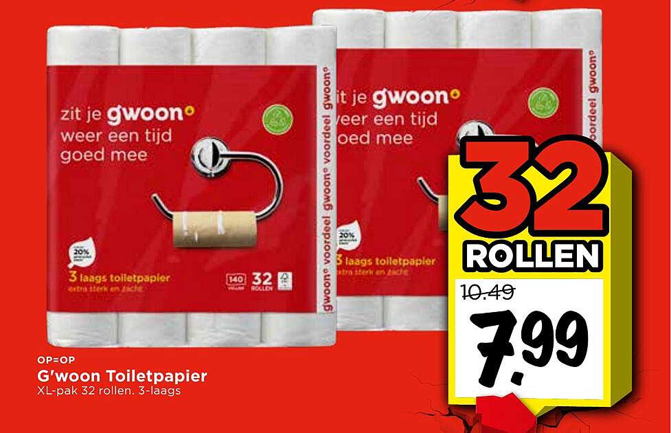 G'woon Toiletpapier XL-pak 32 rollen - 3-laags
