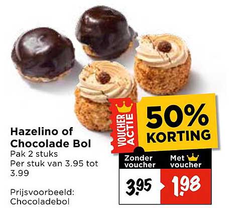 Hazelino of Chocolade Bol Pak 2 stuks