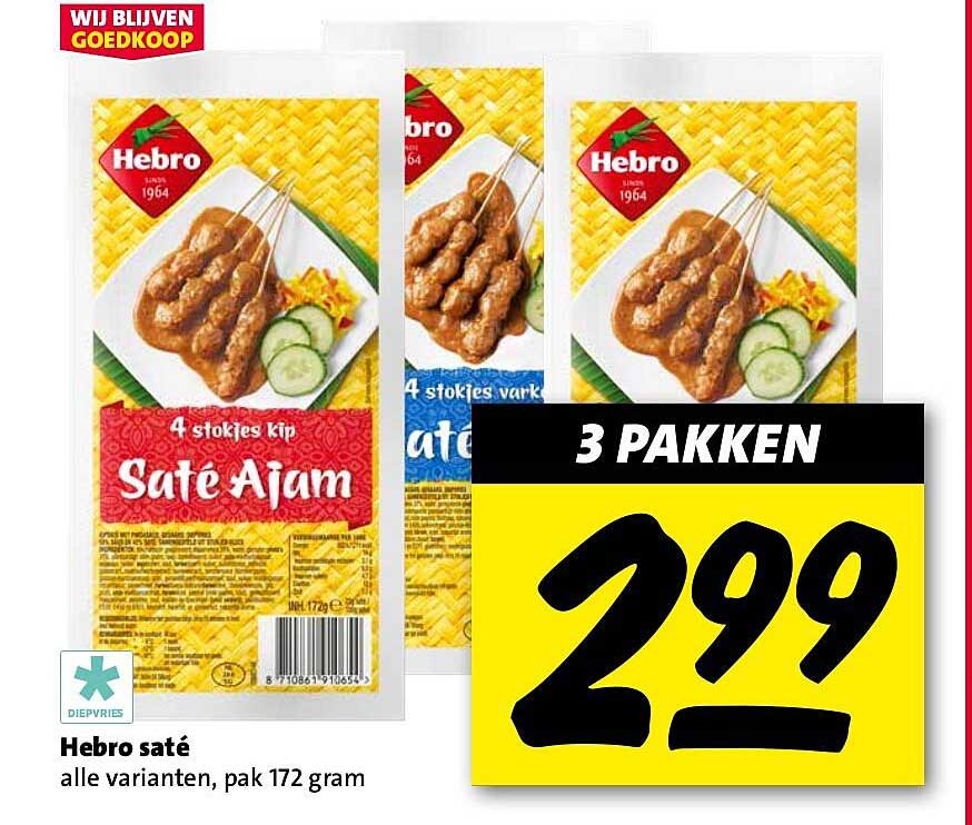 Hebro saté alle varianten, pak 172 gram