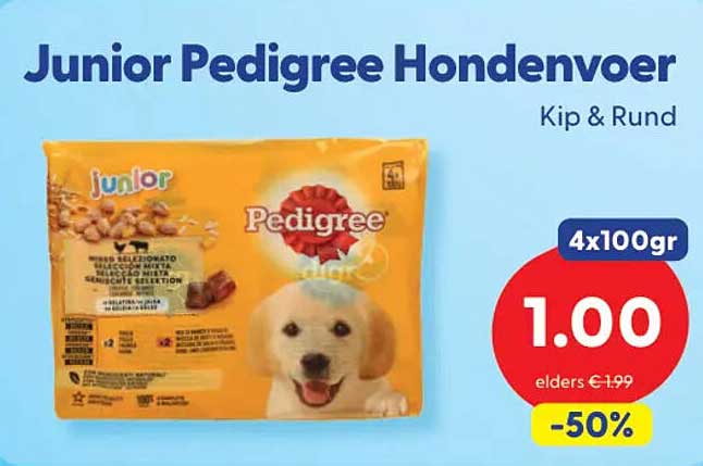 Junior Pedigree Hondenvoer Kip & Rund