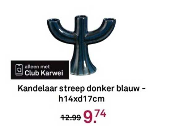 Kandelaar streep donker blauw - h14xd17cm