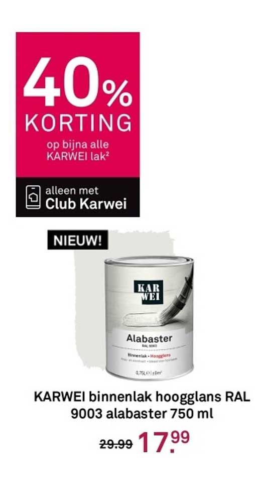 KARWEI binnenlak hoogglans RAL 9003 alabaster 750 ml