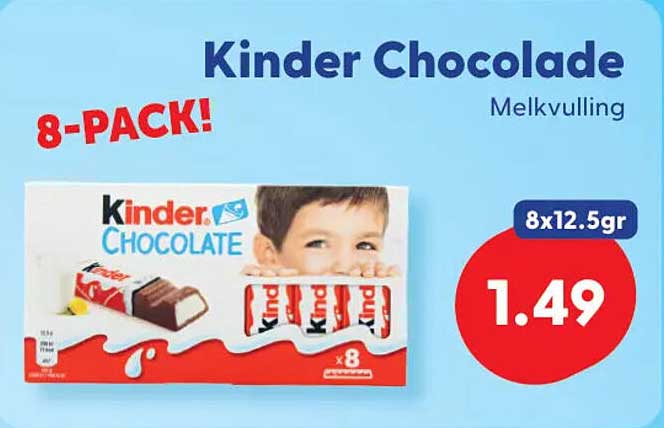 Kinder Chocolade 8-PACK! Melkvulling