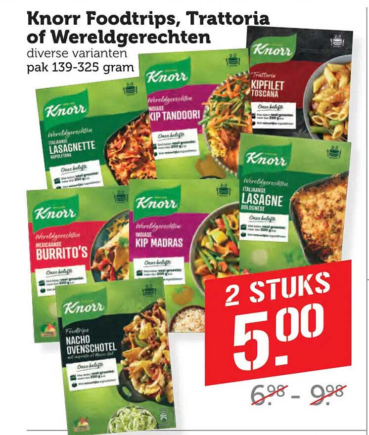 Knorr Foodtrips, Trattoria of Wereldgerechten diverse varianten pak 139-325 gram