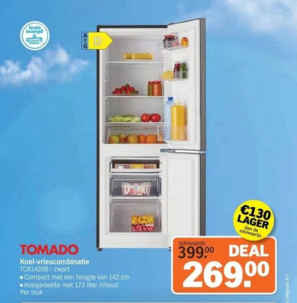 Koel-vriescombinatie TCR1420B - zwart