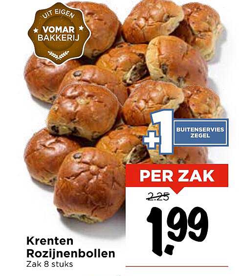 Krentenen Rozijnenbollen Zak 8 stuks