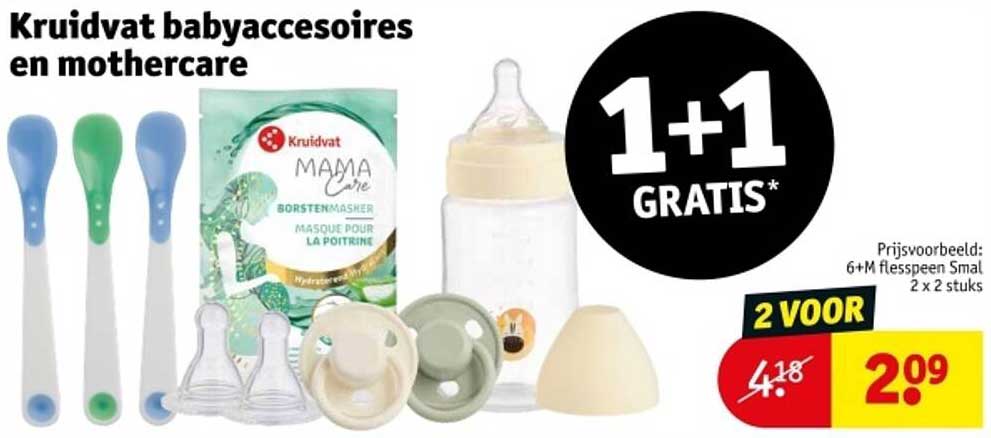 Kruidvat babyaccessoires en mothercare 1+1 gratis