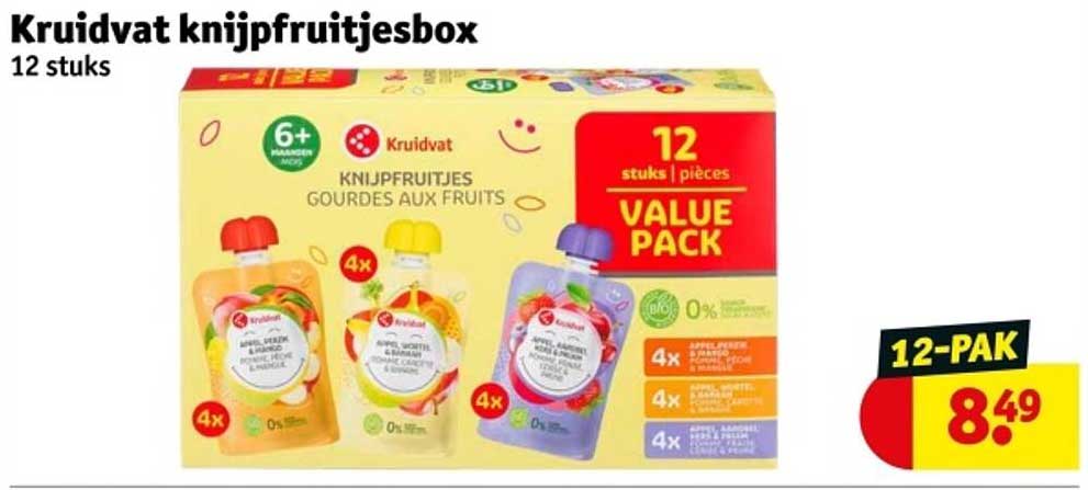 Kruidvat knijpfruitjesbox 12 stuks