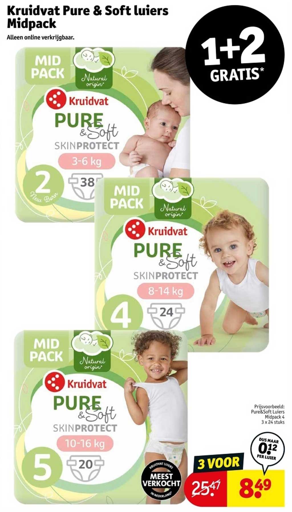 Kruidvat Pure & Soft luiers Midpack