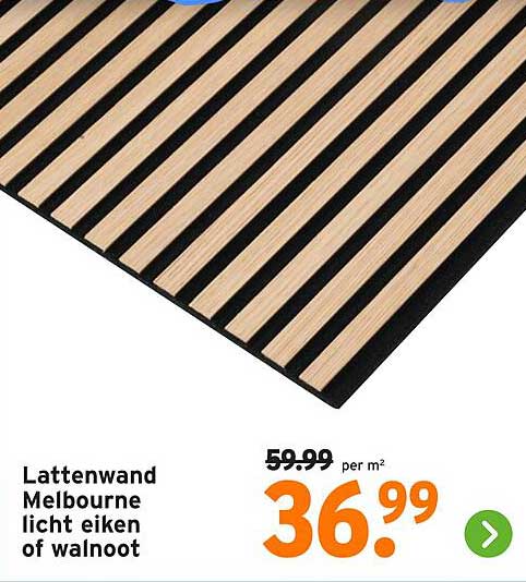 Lattenwand Melbourne licht eiken of walnoot