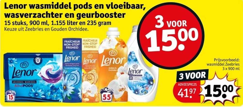 Lenor wasmiddel pods en vloeibaar, wasverzachter en geurbooster