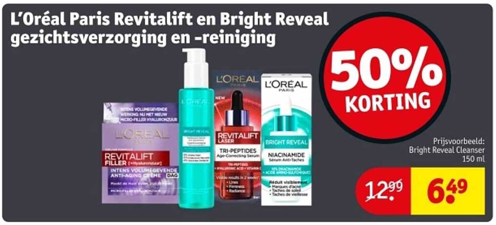 L’Oréal Paris Revitalift en Bright Reveal gezichtsverzorging en -reiniging