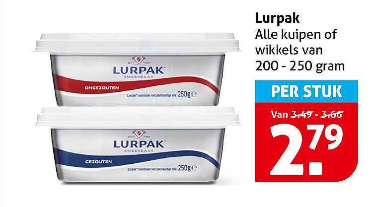 Lurpak Smeerbotter 250g - Alle kuipen of wikkels van 200-250 gram