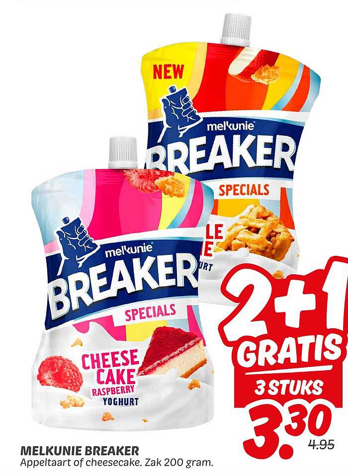 MELKUNIE BREAKER - Appeltaart of cheesecake. Zak 200 gram.