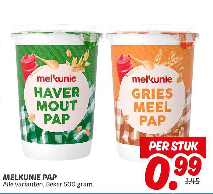 MELKUNIE PAP Alle varianten. Beker 500 gram.