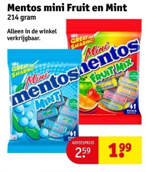 Mentos mini Fruit en Mint 214 gram