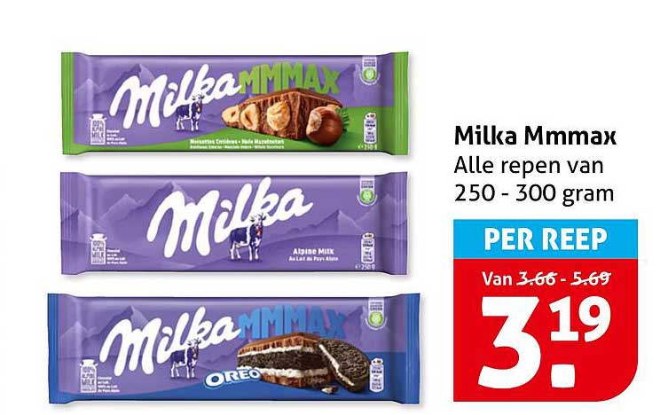 Milka Mmmmax Alle repen van 250 - 300 gram