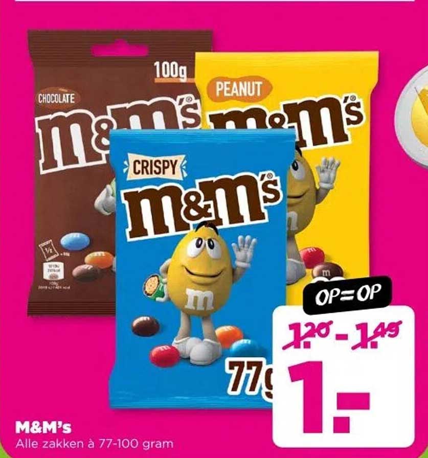 M&M's - Alle zakken à 77-100 gram