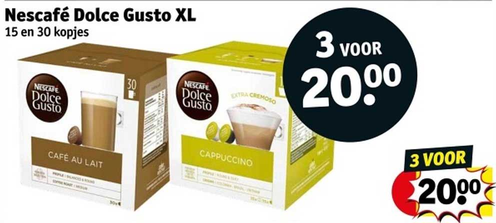 Nescafé Dolce Gusto XL 3 voor 20,00