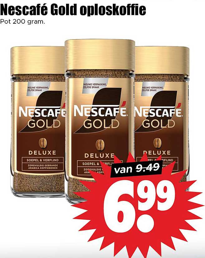 Nescafé Gold oploskoffie Pot 200 gram.