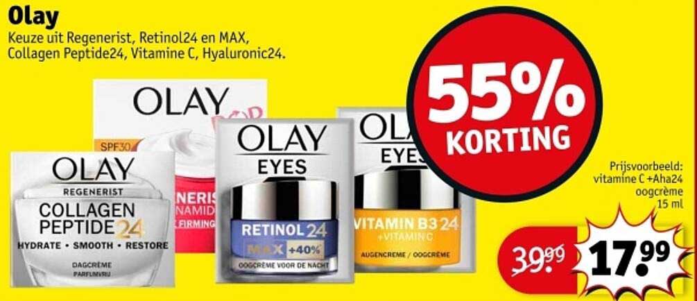 Olay - Keuze uit Regenerist, Retinol24 en MAX, Collagen Peptide24, Vitamine C, Hyaluronic24