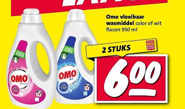 Omo vloeibaar wasmiddel color of wit flacon 950 ml
