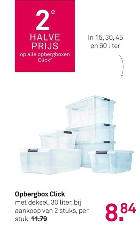 Opbergbox Click met deksel, 30 liter, bij aankoop van 2 stuks, per stuk