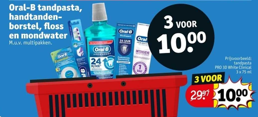 Oral-B tandpasta, handtandenborstel, floss en mondwater M.u.v. multipakken