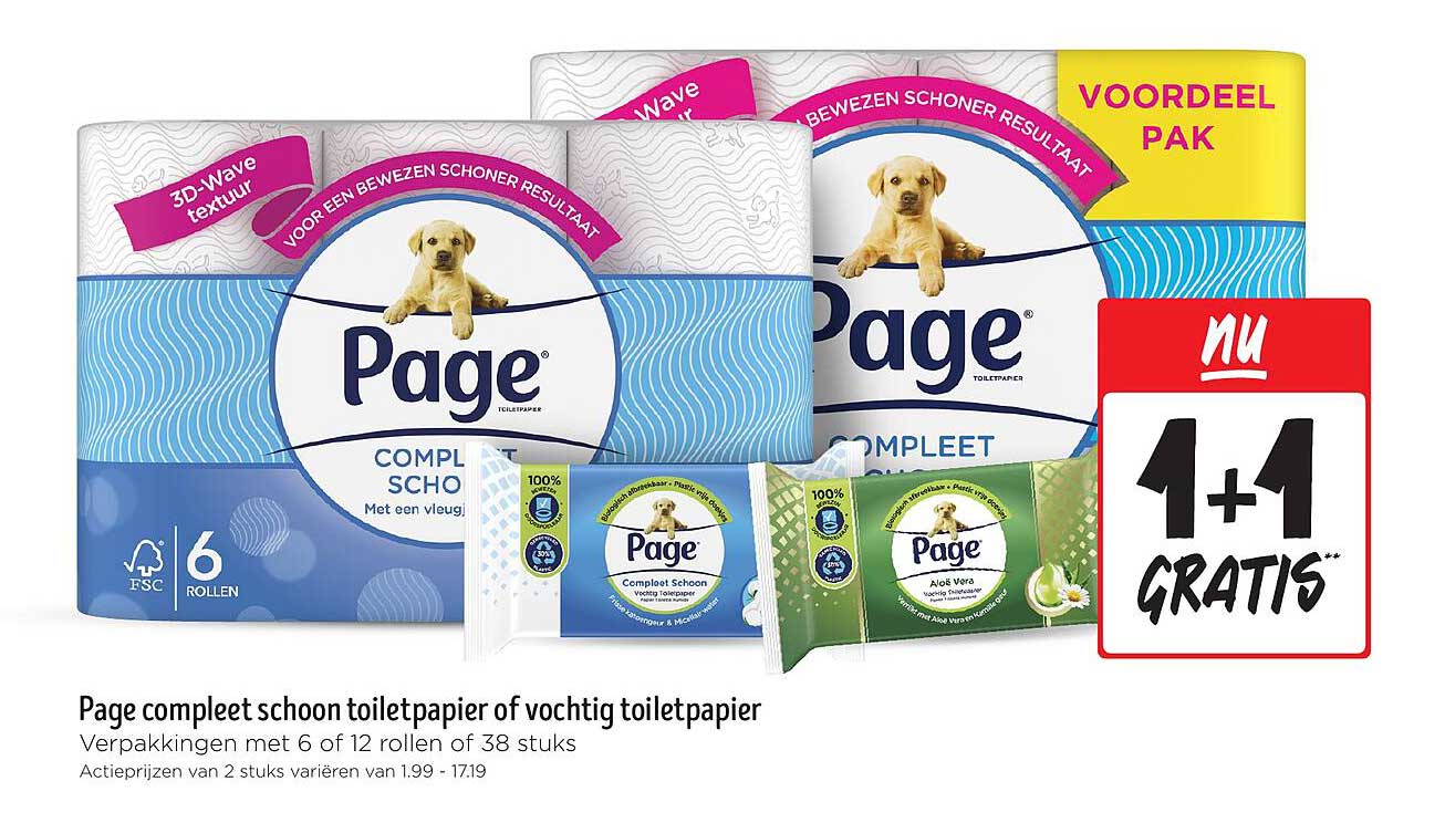 Page compleet schoon toiletpapier of vochtig toiletpapier