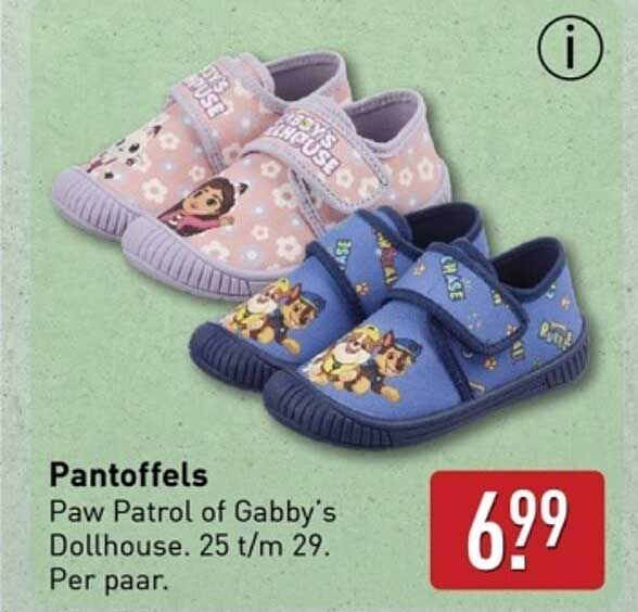 Pantoffels Paw Patrol of Gabby's Dollhouse. 25 t/m 29. Per paar.