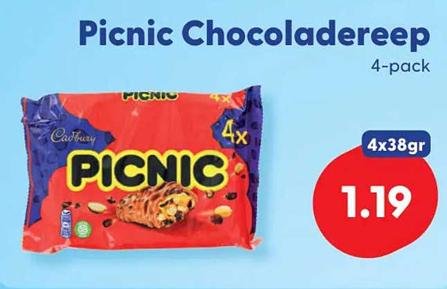 Picnic Chocoladereep 4-pack
