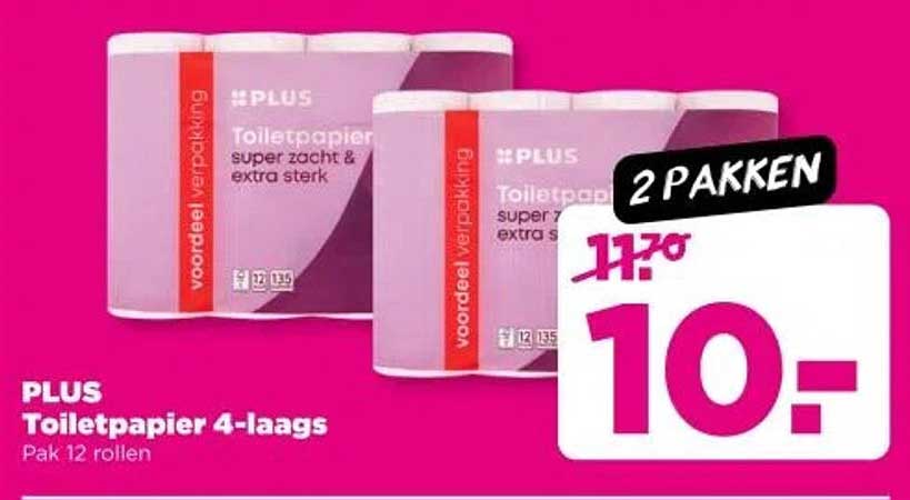 PLUS Toiletpapier 4-laags Pak 12 rollen