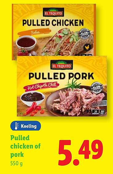 Pulled chicken of pork