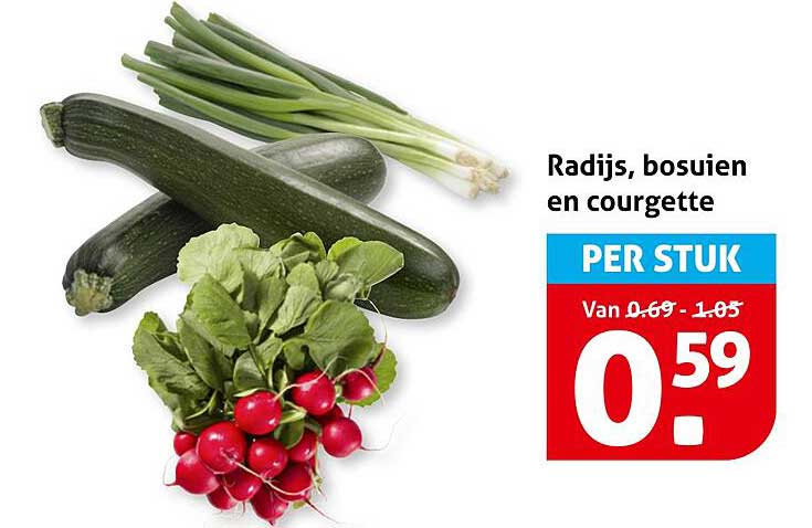 Radijs, bosuitjes en courgette