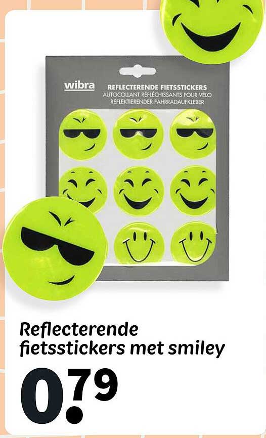 Reflecterende fietsstickers met smiley