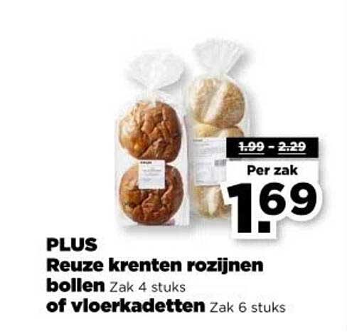 Reuze krenten rozijnen bollen Zak 4 stuks of vloerkaadetten Zak 6 stuks