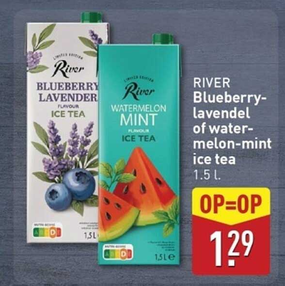 RIVER Blueberry-lavendel of watermelon-mint ice tea 1.5 L