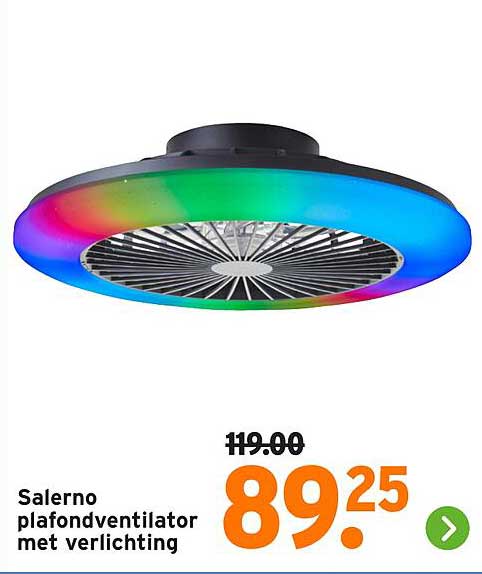 Salerno plafondventilator met verlichting