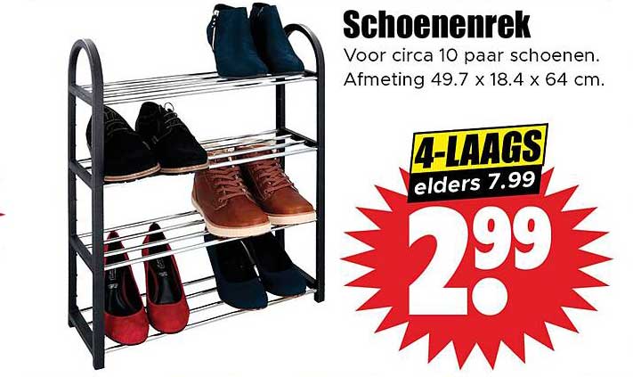 Schoenenrek voor circa 10 paar schoenen.