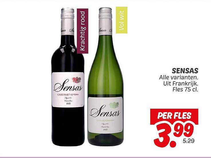 SENSAS Alle varianten. Uit Frankrijk. Fles 75 cl.