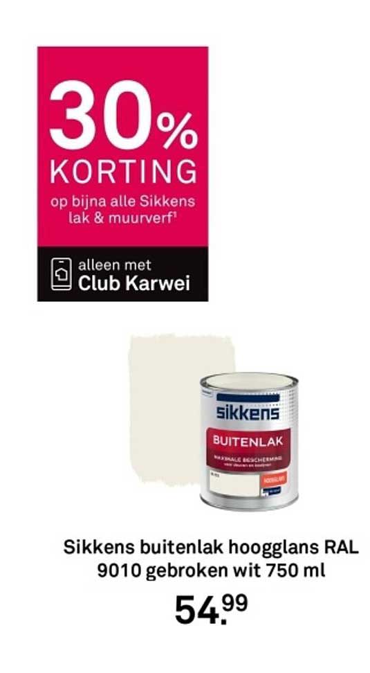 Sikkens buitenlak hoogglans RAL 9010 gebroken wit 750 ml