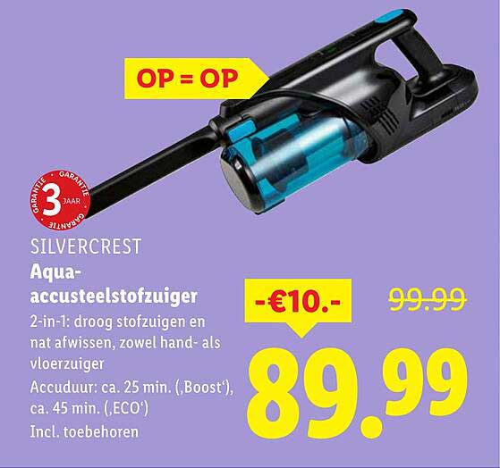 SilverCrest Aqua-accu steelstofzuiger 2-in-1: droog stofzuigen en nat afwassen, zowel hand- als vloerstofzuiger